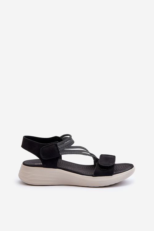 Dámske pohodlné sandále na suchý zips čierne Eladora