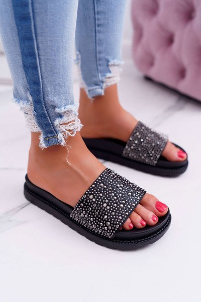 Dámské Nazouváky s Zirkony černé XTI 48821