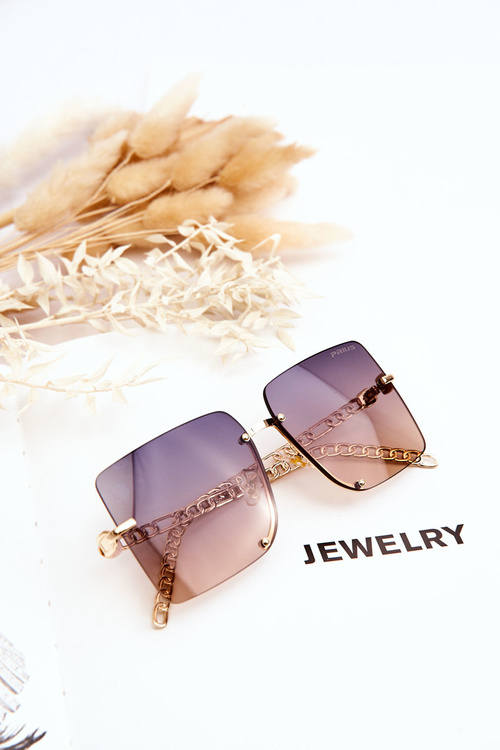 Štvorcové slnečné okuliare Prius V508 Gold-Blue-ružové