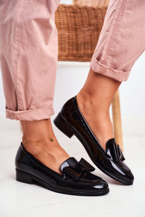 Elegantné ženské Vinceza 10570 lakované čierne mokasíry