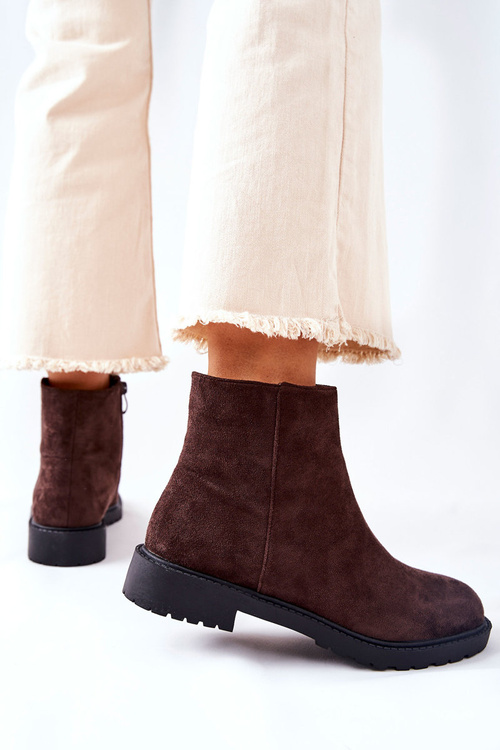 Ploché Boty Na Podpatku Hněde Laurette