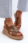 Dámské sandály z eko kůže na platformě a klíně měděné Vaiara