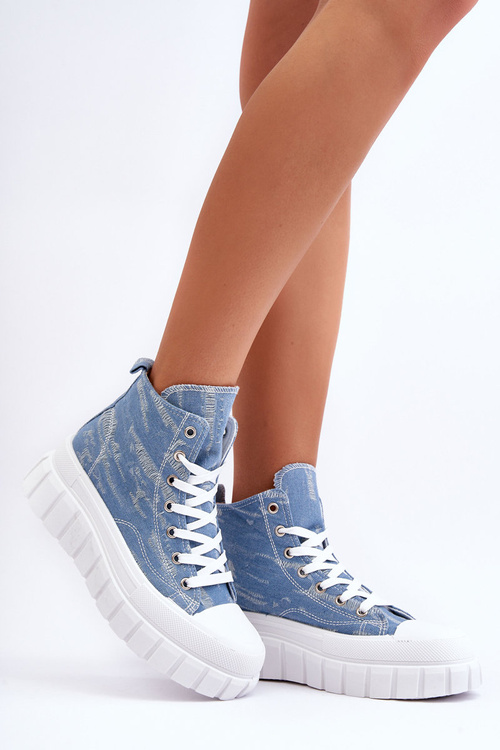 Dámské vysoké materiálové tenisky modré Degas