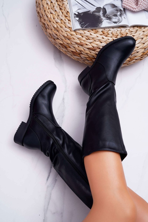 Dámské Kozačky se všitou elastickou tkaninou Sergio Leone černé KZ528