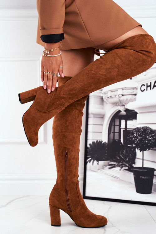 Dámske semišové topánky na ťavom highso post