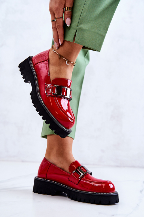 Chýbala kožená kožená topánka červená korór