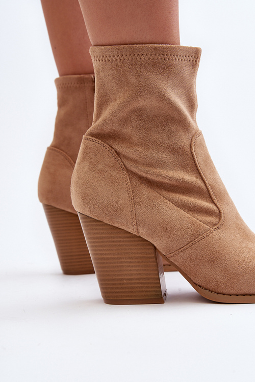 Dámské kotníkové boty na podpatku Khaki Sanile