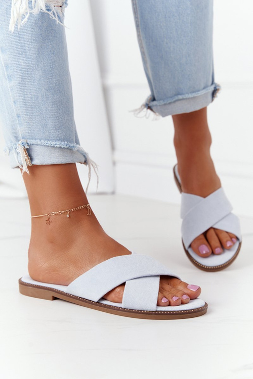 Dámské Velurové Nazouváky Světle Modré Edesa