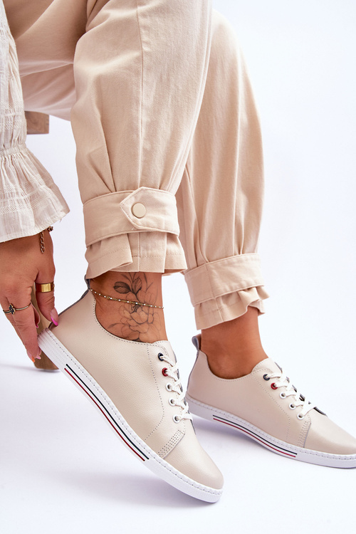 Dámske kožené tenisky béžové S.Barski LR268R