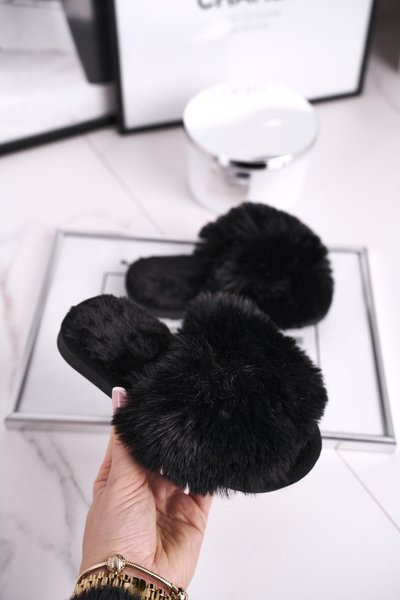 Dětské Pantofle s Kožešinově černé Snow Ball