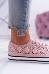 Nízké Dámské Tenisky Krajka Růžové Veroli