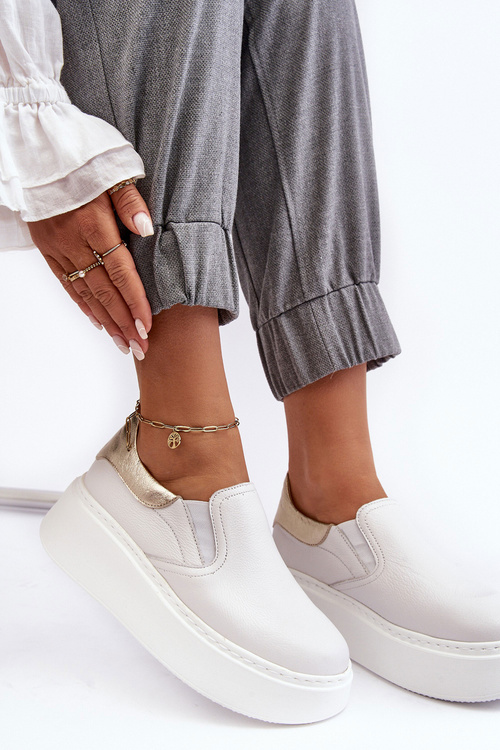 Kožené sportovní boty pro ženy na platformě Bílý Lemar Manish