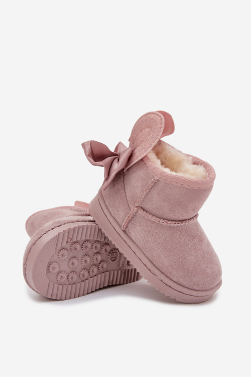 Dívčí zateplené sněhule s mašličkami Špinavá růžová Meriva