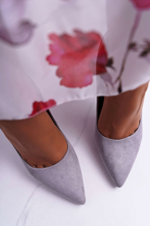 Dámské semišové lodičky na jehlovém podpatku šedé Yanna