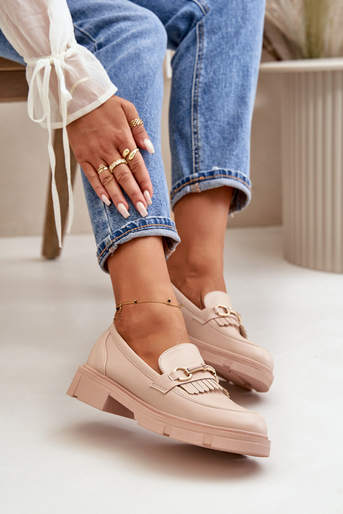 Dámske Mokasíny S Dekoráciou Eko Koža Béžové Tialorae