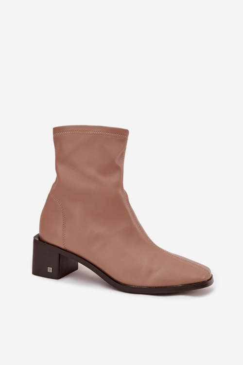 Dámské kotníkové boty na podpatku Vinceza 23-10791 Béžové