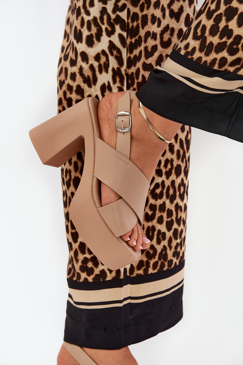 Dámské Sandály Na Podpatku A Platformě Z Eko Kůže Khaki Annavin