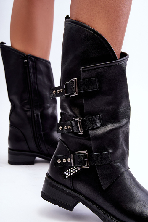 Kožené Dámské Baleríny Na Ploché Podrážce Černé Nyreo