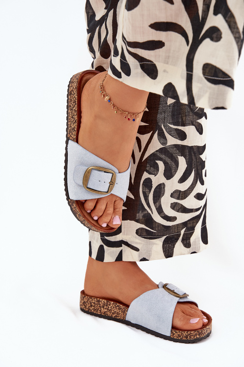 Dámske Šľapky S Prackou Na Korkovej Platforme Modré Zavira