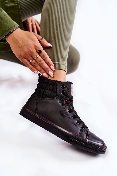 Dámske vysoké tenisky krížové džínsy KK2R4058C Čierne