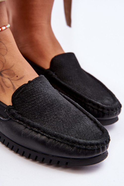 Dámske kožené mokasíry S.Barski LR97630 Čierna