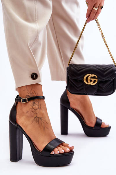 Kožené Sandály Na Vysokém podpatku A Platformě Černá Sky Dream