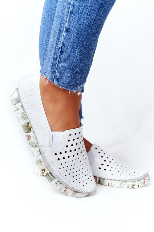 Otvorené kožené tenisky skĺznuté Maciejka White 03512B-11