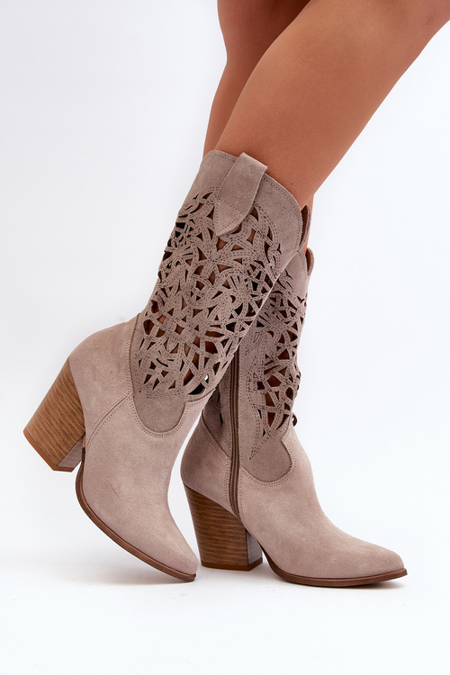 Otvorené topánky pre dámske topánky na Zazoo 3414 Cappucino Suede Post