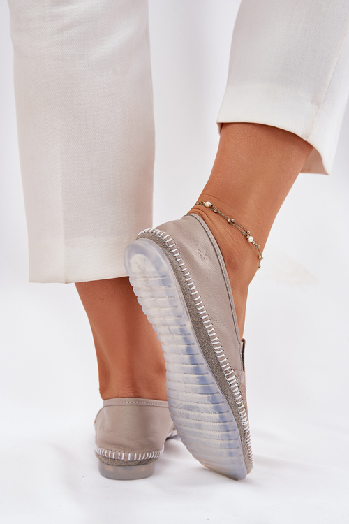 Vzorované Kožené Baleríny Maciejka T3512-73 Béžové