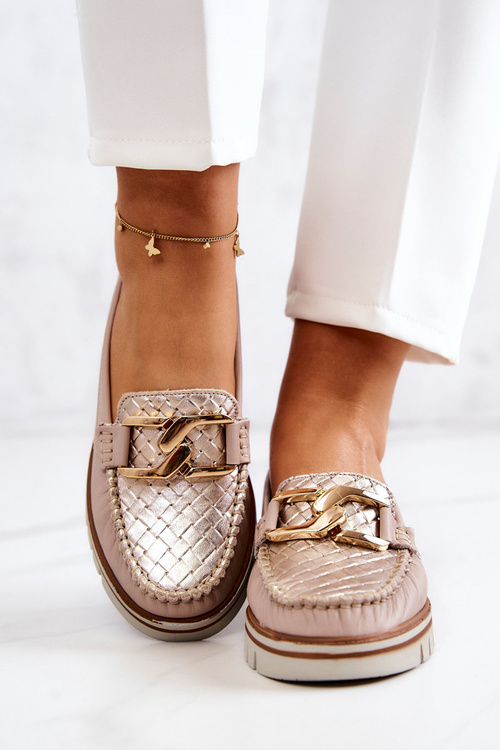 Dámske kožené mokasíry na platforme Beige Venesia