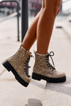 Zateplené dámske pracovné topánky zdobené flitrami zlaté Liatheine