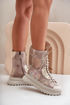 Kožené Semišové Boty Na Platformě Zateplené Maciejka 06565-04 Béžové