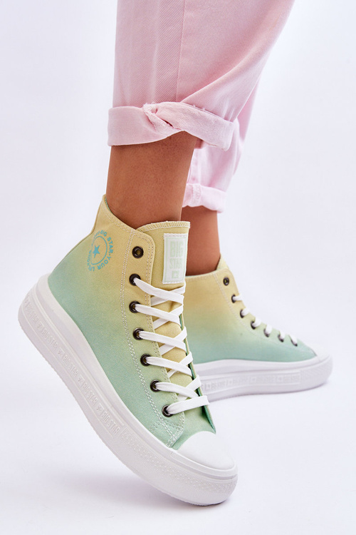 Tenisky na vysoké platformě Big Star LL274A190 žluto-zelené