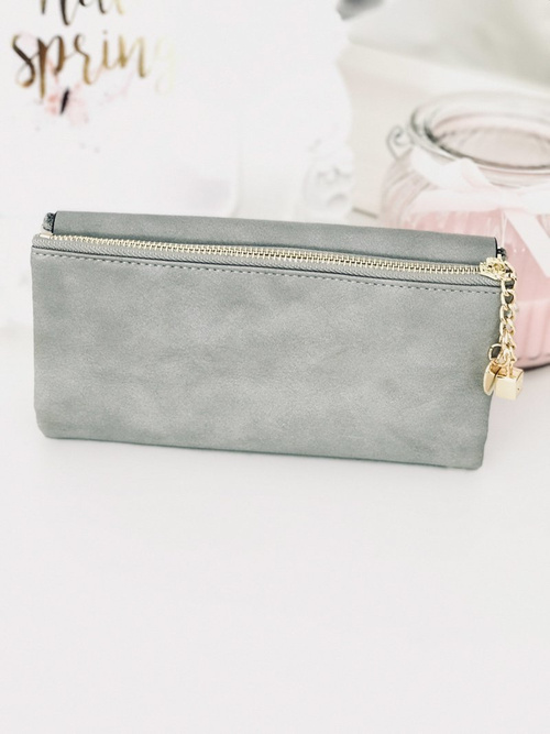 Veľká dámska sivá peňaženka s prsteňom srdca