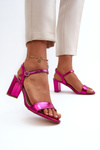 Metalické sandály na podpatku Fuksja Glindra