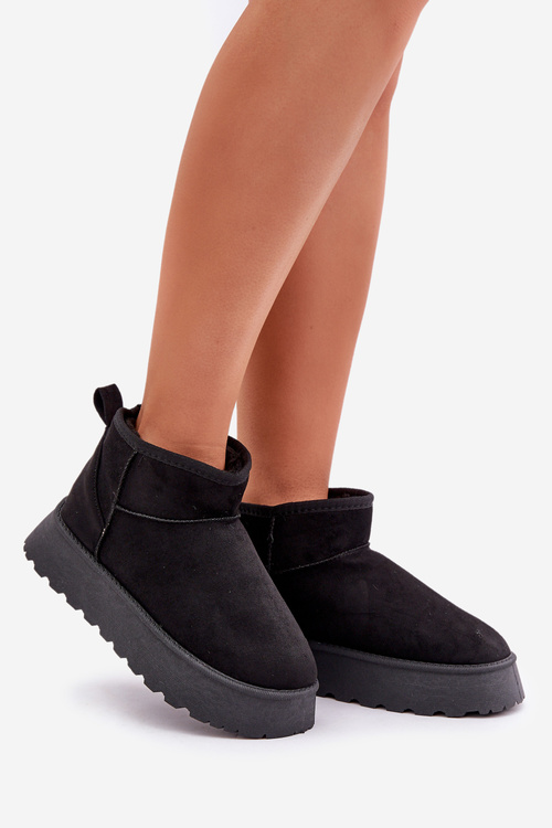 Sněhule na platformě z eko semiše černé Vlivana