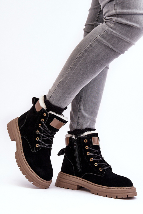 Dámske topánky Black Fenan Izolované kožušinou