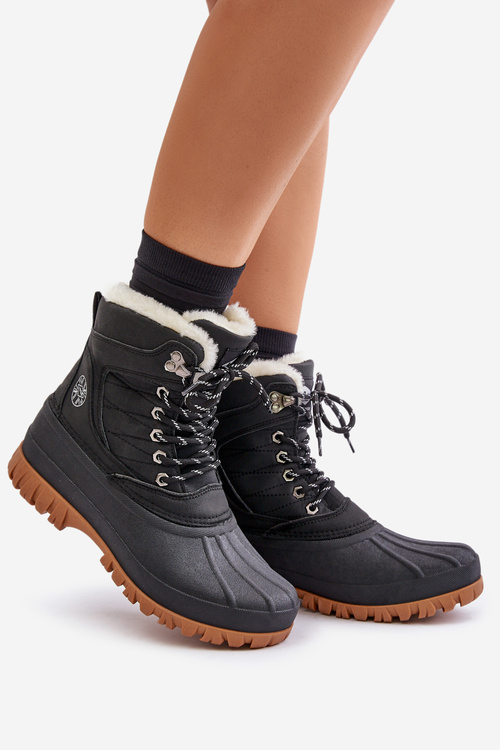 Dámske Snehové Topánky Na Šnurovanie S Kožušinou Čierne Lee Cooper LCJ-24-44-2868