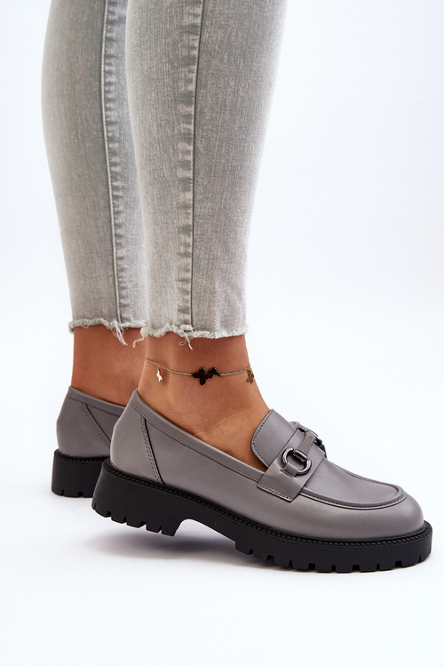 Dámske sivé mokasíny z eko-kože Ledda