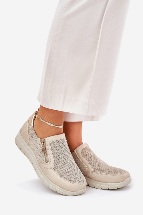 Dámske poltopánky na platforme so zipsom zlaté Leanae