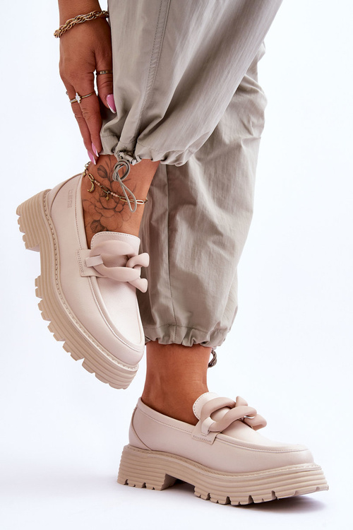 Kožené mokasínové boty Big Star LL274581 Béžová