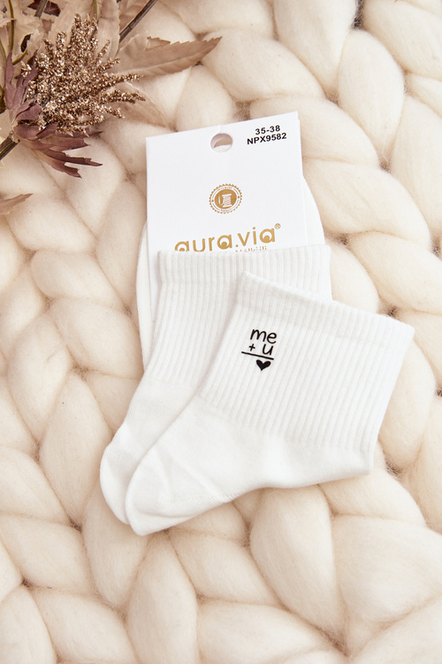 Dámske biele bavlnené ponožky