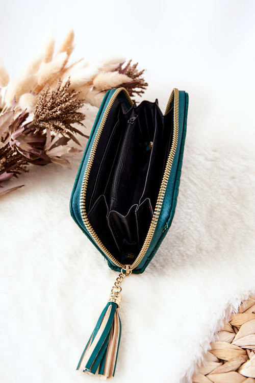 Prošívaná Peněženka Se Střapcem Zelený