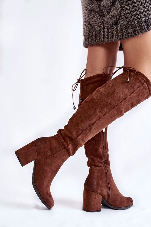 Dámské semišové nadkolenky La.Fi 270056FX-SU Tmavě hnědá