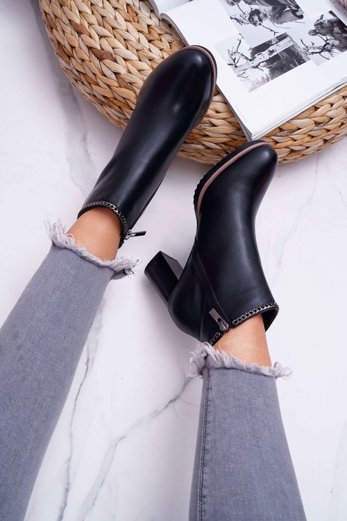 Dámské Kotníkové Boty Na Podpatku Kožené Big Star BB274618