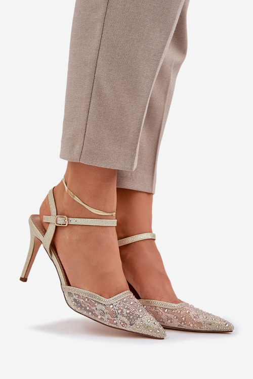 Zdobené Lodičky S Otevřenou Patou Zlaté Nanadra