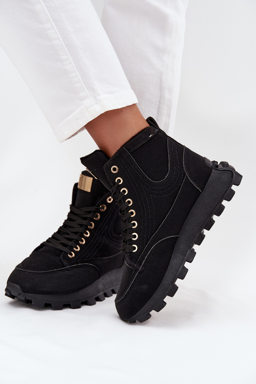 Zateplené dámské kozačky na platformě černé Marivira