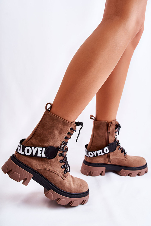 Semišové vysoké topánky s izolačnou hnedou danity