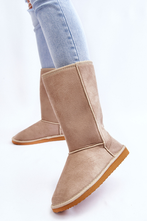 Ženské semišové vysoké snehové topánky izolované béžová reyma