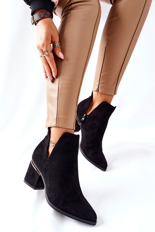 Dámské Semišové Boty S Výřezy Černé Noel